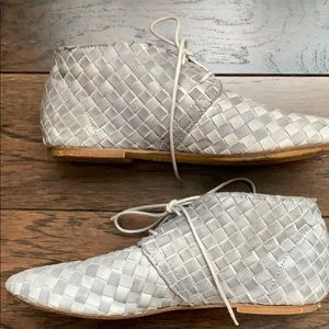 Pops by Versilia leather woven ankle boots
